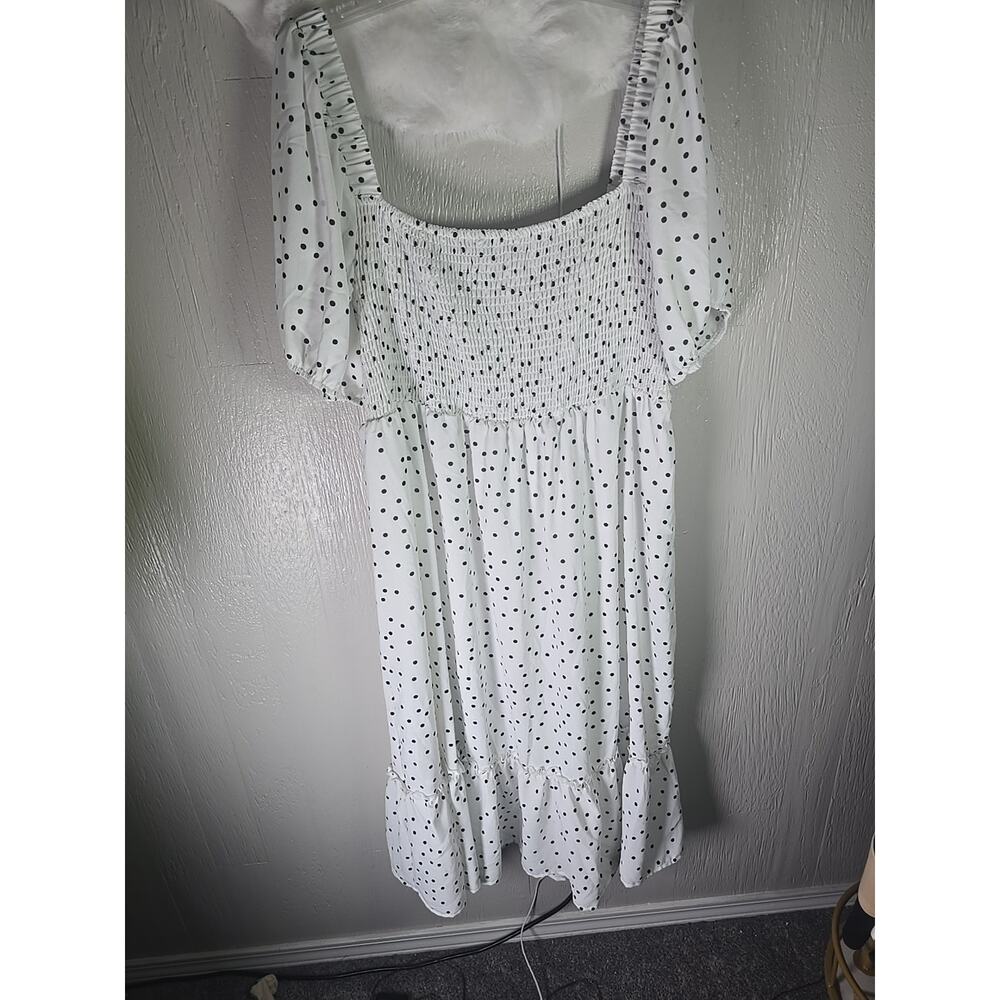 CY Fashion Sun Dress Polka Dot SS Tiered Dress Womens XXXL 3X Smocked Bodice - Picture 10 of 10